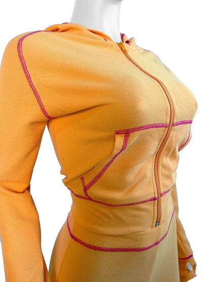 Waffle Texture Zip Hoodie & Wide Leg Pants Set